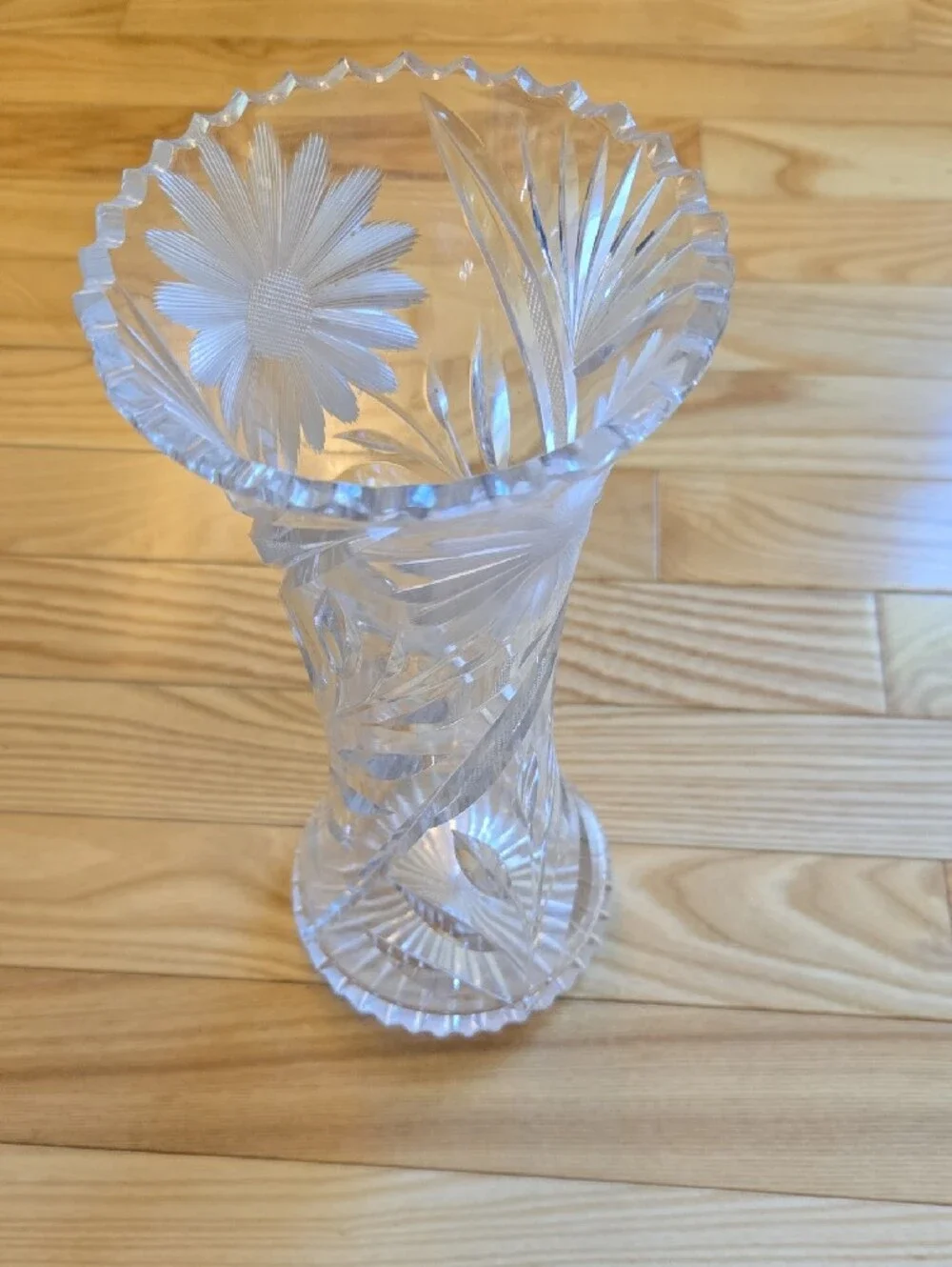 Clear Cut-Glass Floral Vase